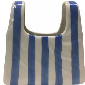 Ceramic Stripe Tote Bag Vase